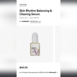 NWT Volition Skin rhythm balancing & clearing serum